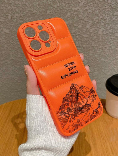 Never Stop Exploring Puffer Case