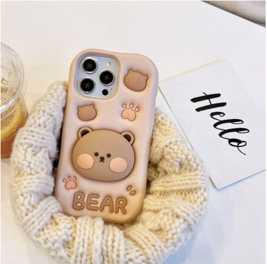 Cute Bear Pop Grip Phone Case